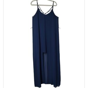 Meghan Los Angeles Blue Spaghetti Strap Open Split Dress Size L